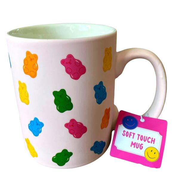 Eccolo Pastel Pink Multicolor Gummy Bear Soft Touch Mug NEW - Picture 2 of 11